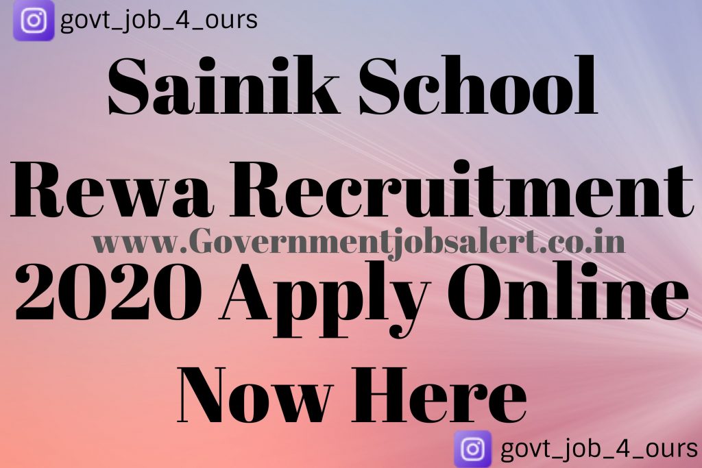 Sainik School Rewa Recruitment 2020 Apply Online Now Here Sainik School Rewa Recruitment 2020 Apply Online Now Here