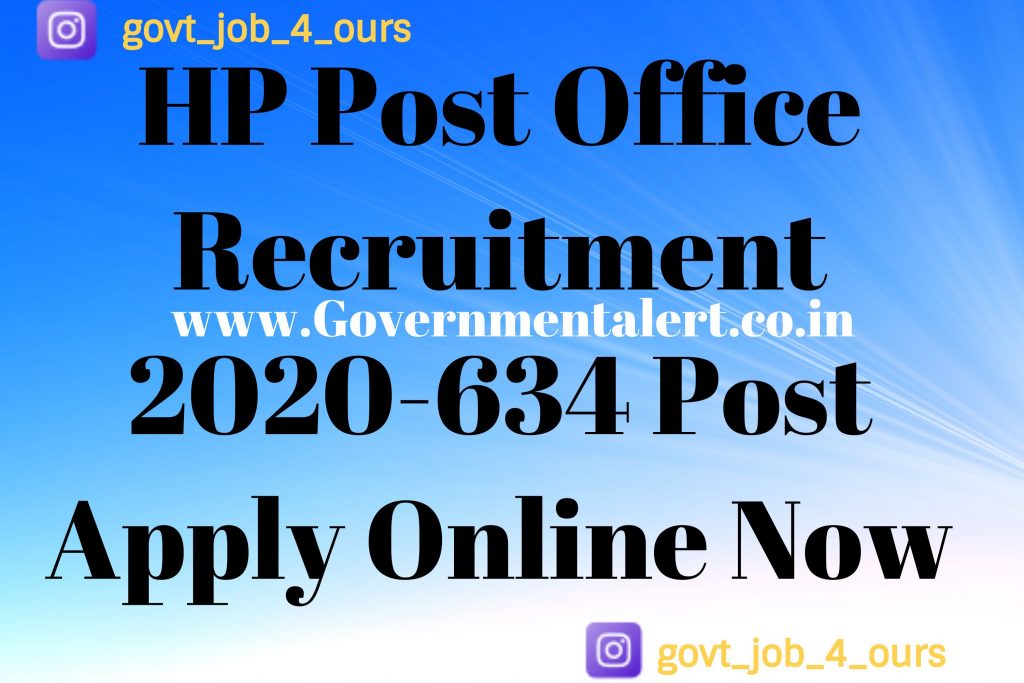 HP Post Office Recruitment 2020-634 Post Apply Online Now