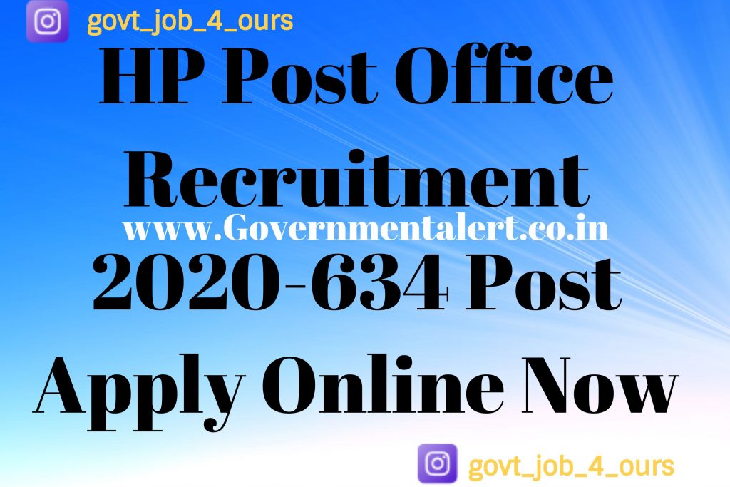 HP Post Office Recruitment 2020-634 Post Apply Online Now HP Post Office Recruitment 2020-634 Post Apply Online Now