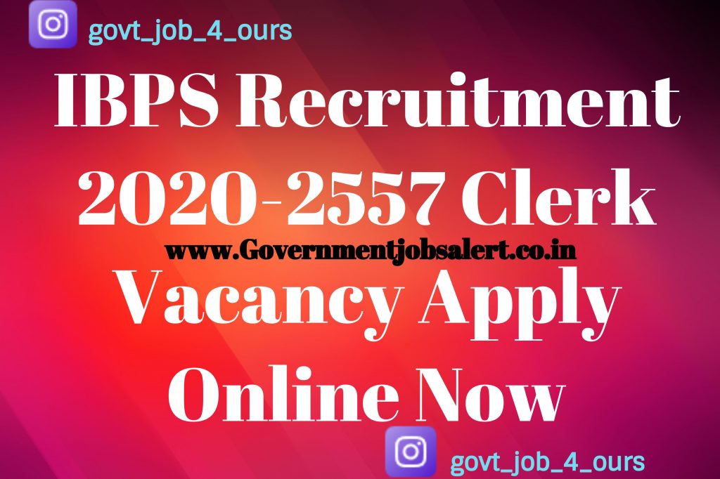 IBPS Recruitment 2020-2557 Clerk Vacancy Apply Online Now IBPS Recruitment 2020-2557 Clerk Vacancy Apply Online Now