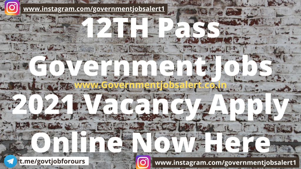 12TH Pass Government Jobs 2021 Vacancy Apply Online Now Here