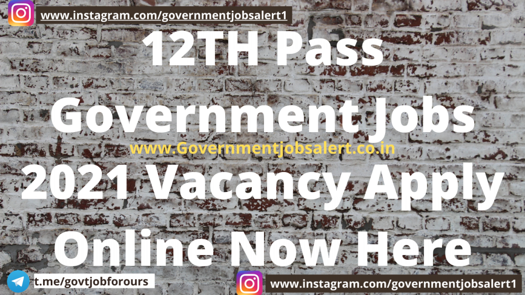 12TH Pass Government Jobs 2021 Vacancy Apply Online Now Here 12TH Pass Government Jobs 2021 Vacancy Apply Online Now Here