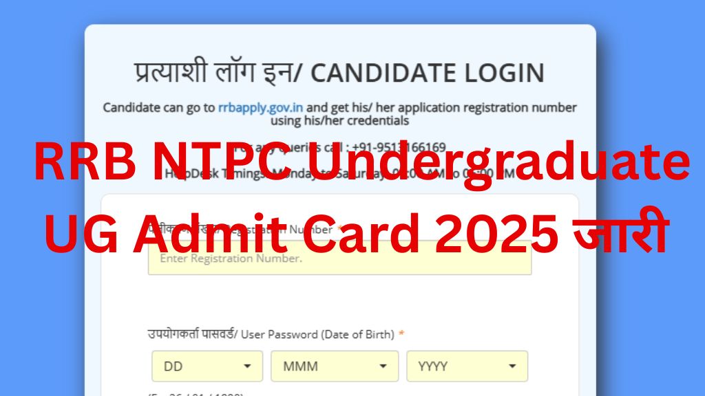 RRB NTPC Undergraduate UG Admit Card 2025