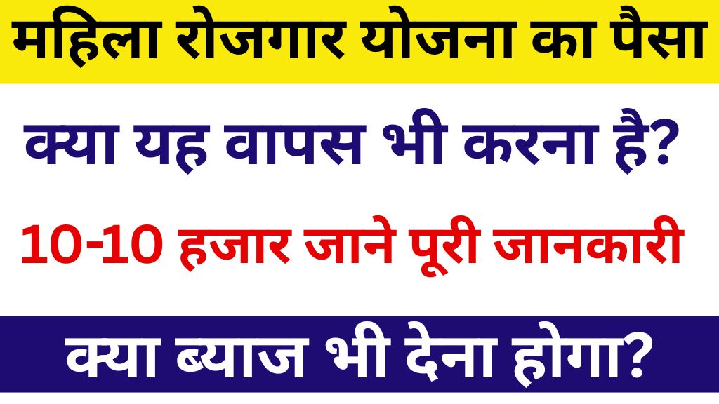 महिला रोजगार योजना का पैसा